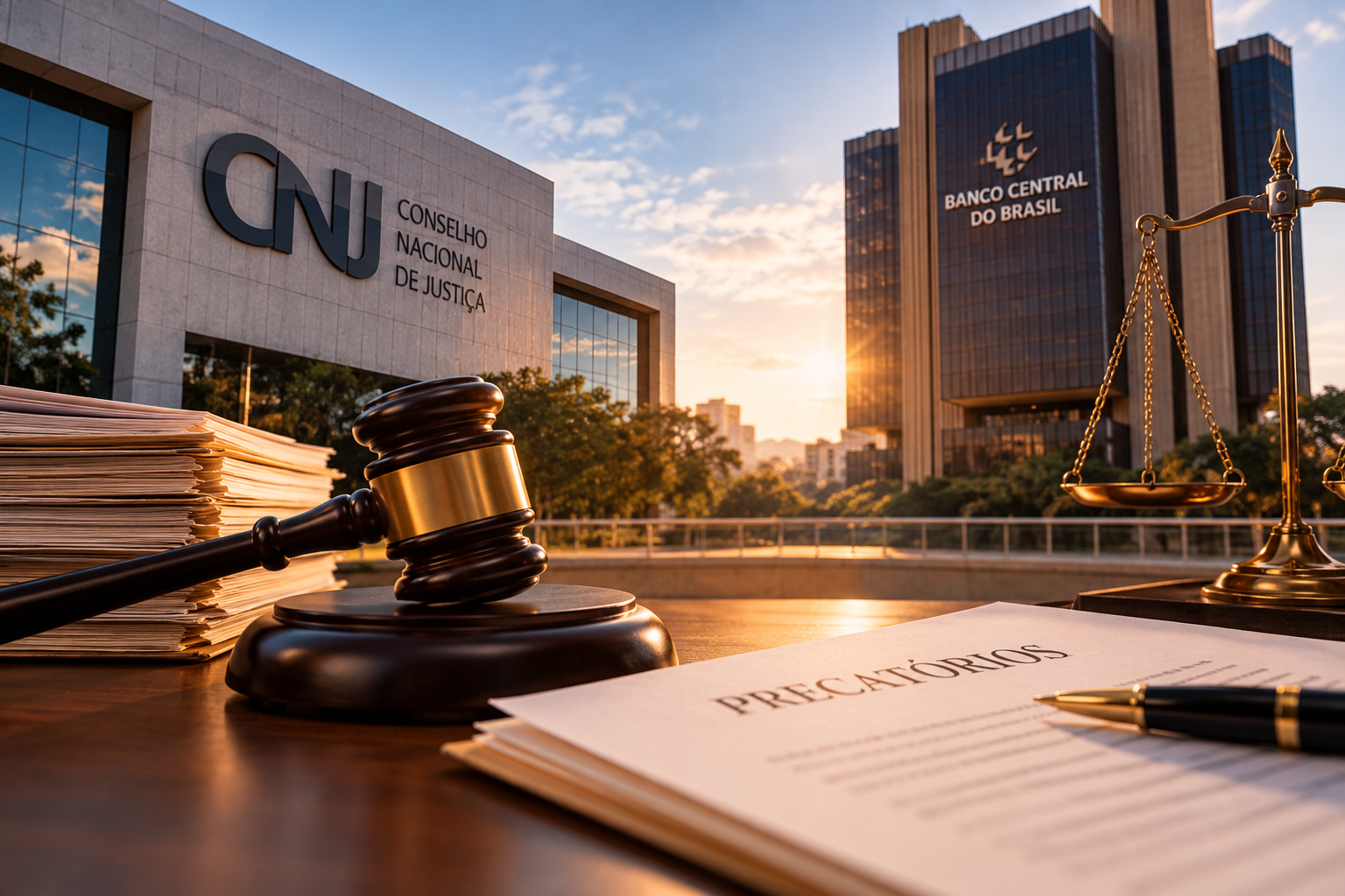 Ilustração sobre CNJ, Banco Central e regras de cessão de precatórios